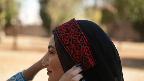 Black Khirka with 5 Color Tatreez Interchangeable Bandanas