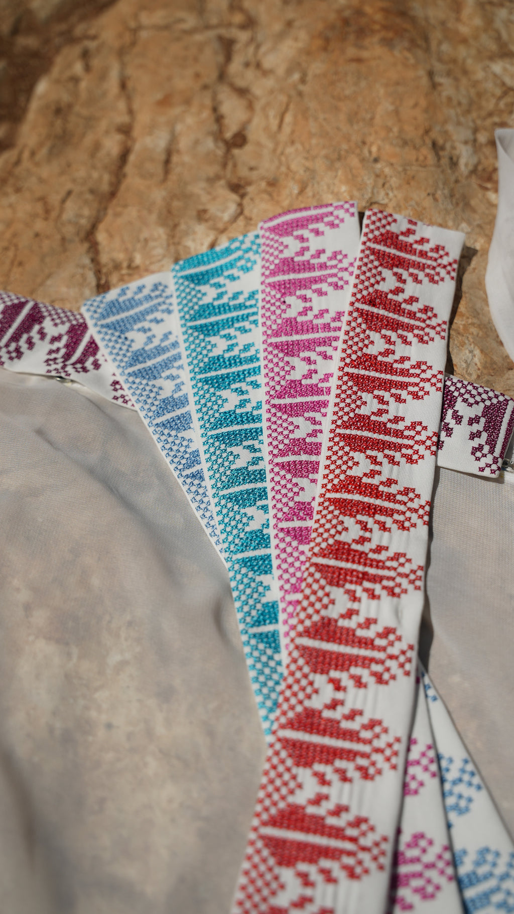 White Khirka with 5 Interchangeable Tatreez Colors